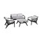 Armen Living Brighton 4 Piece Outdoor Patio Seating Set in Dark Eucalyptus Wood with Gray Rope and White Cushions 840254336100 - alternate 1